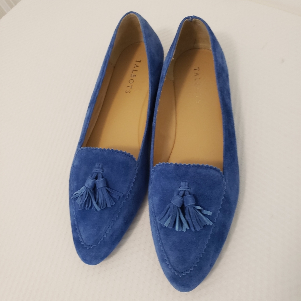 NWOB Talbots Royal Blue Suede Tassel Francesca Loafers Size 8.5 Business Casual - Picture 15 of 16
